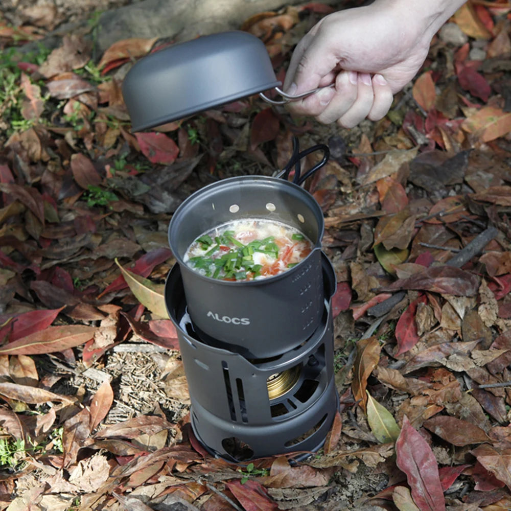 Outdoor-Alkoholkocher mit Kochgeschirr Picknick Kochen Wandern