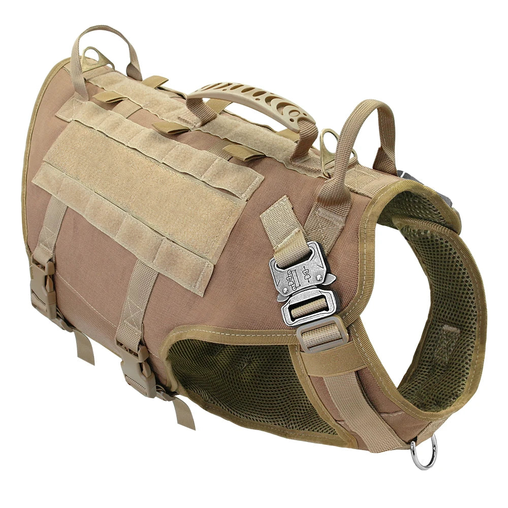 Taktisches Hundegeschirr No-Pull-Geschirr für mittelgroße bis große Hunde Training Wander-Molle-Taschen