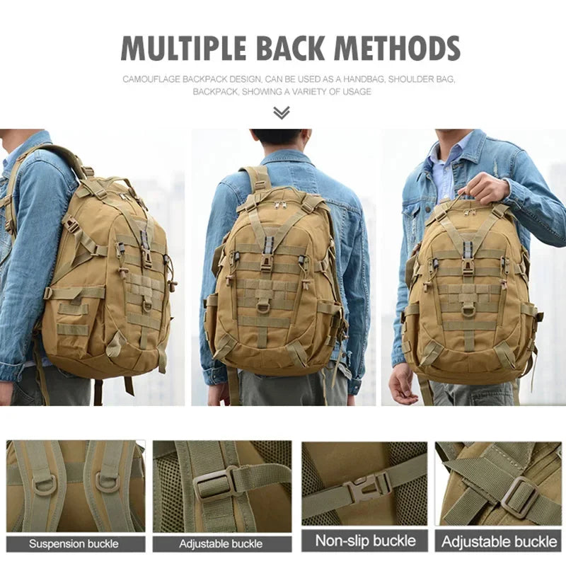 40 L Campingrucksack mit reflektierenden Streifen, verstellbare Gurte, mehrere Taschen