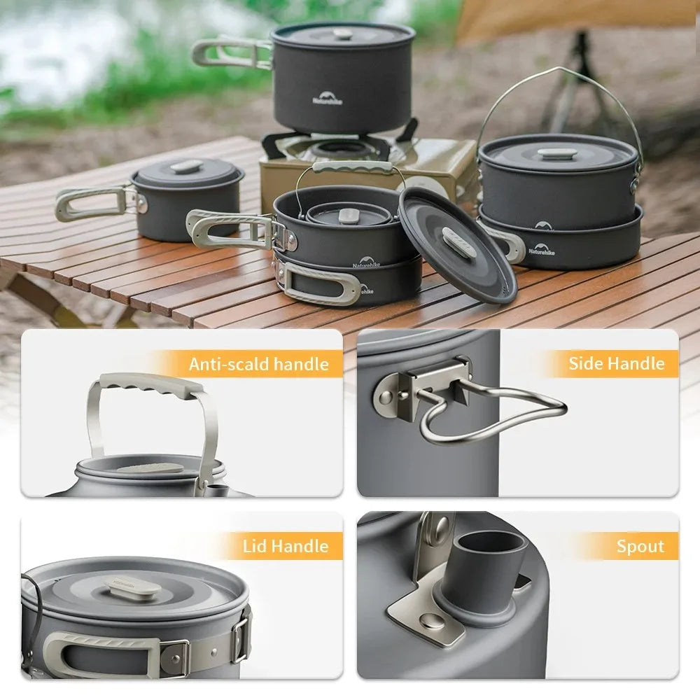 Naturehike Camping-Kochset Camping-Kochgeschirr Teekanne für 4-7 Personen