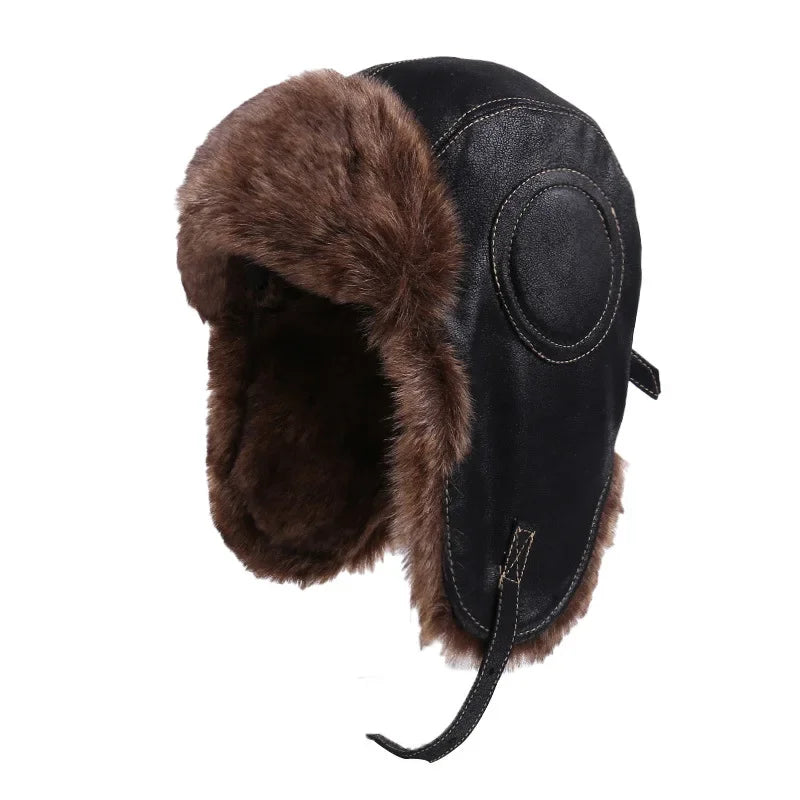 Retro-Leder-Pilotenmütze mit Ohrenschutz