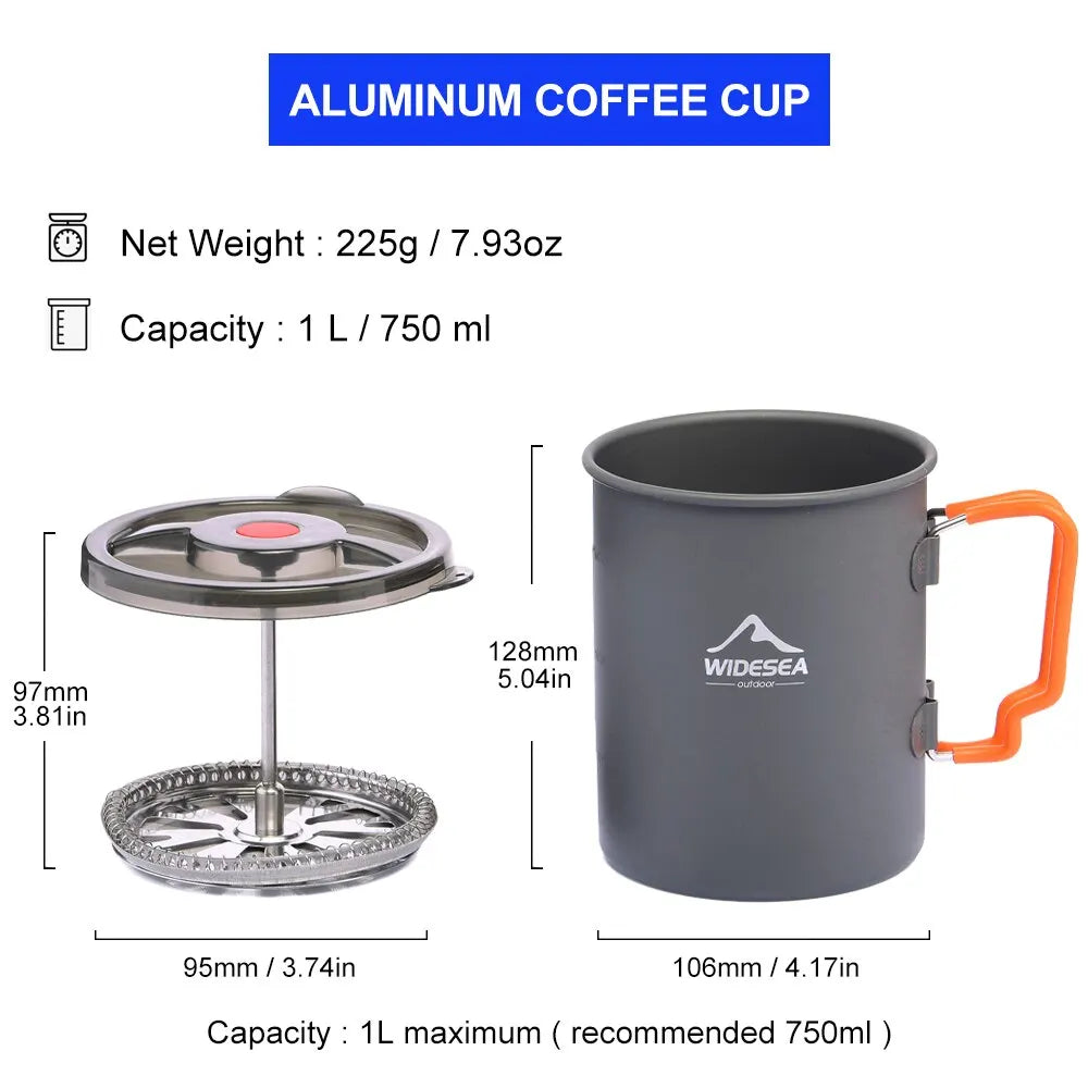 Widesea Camping-Kaffeekanne mit French Press