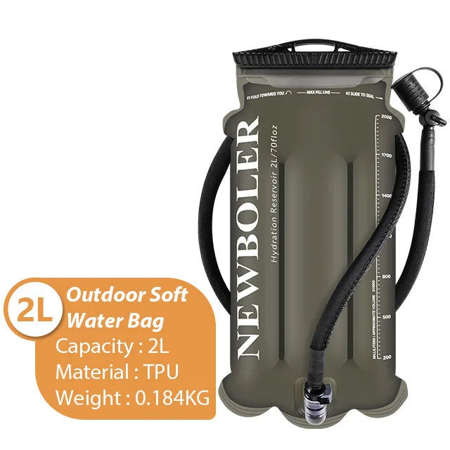 NEWBOLER TPU Abnehmbarer Trinkschlauch Wasserbeutel Großvolumiger Outdoor-Trinkbeutel Bergsteigen Laufen Trinkrucksack 2 l/3 l