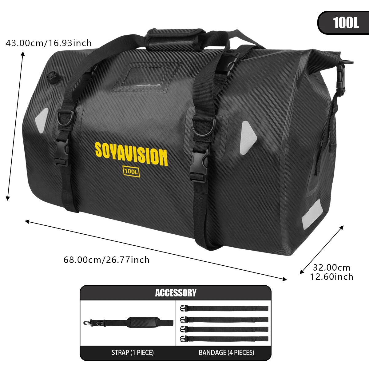 SOYAVISION Wasserdichte Motorrad-Satteltasche mit verstellbaren Riemen, mehreren Fächern