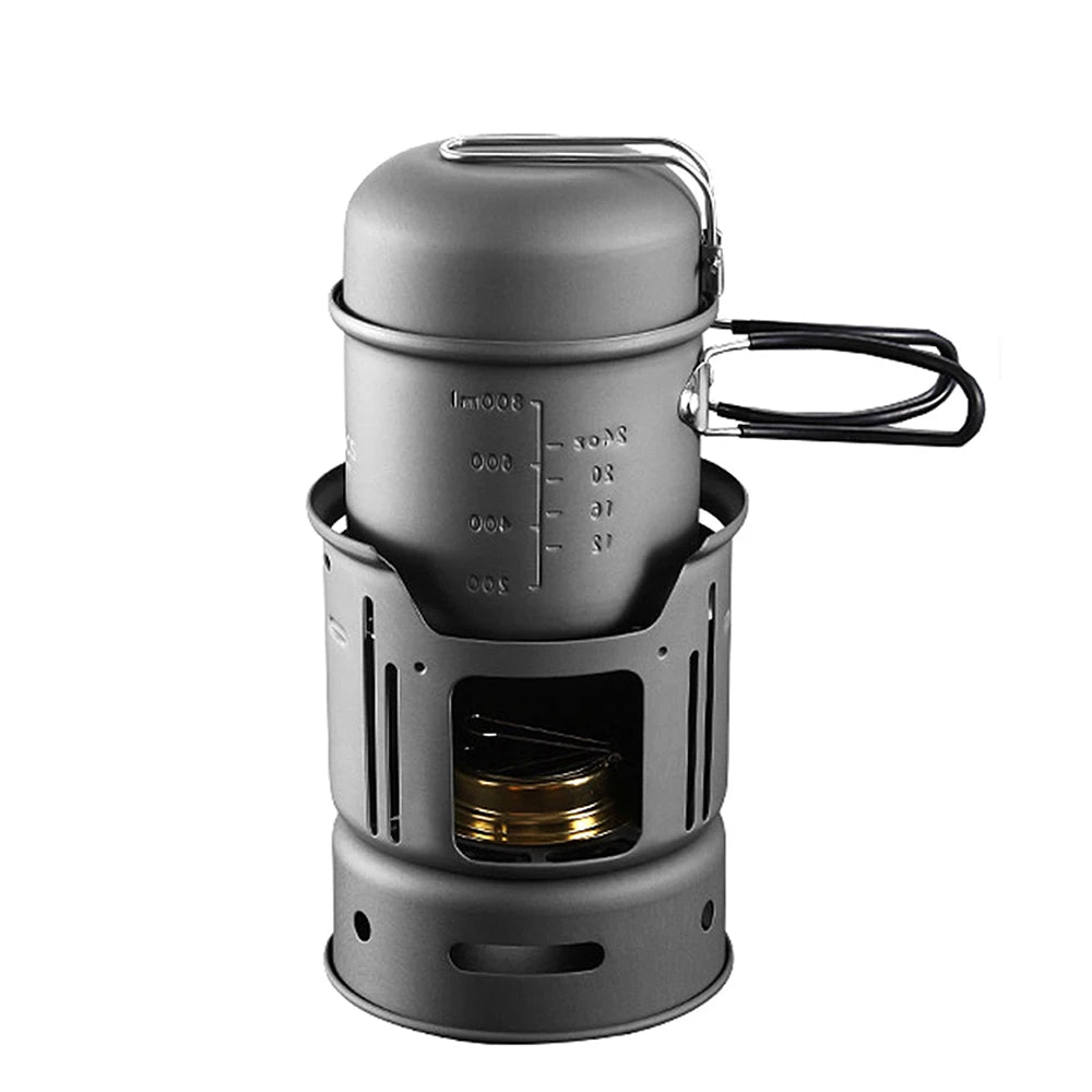 Outdoor-Alkoholkocher mit Kochgeschirr Picknick Kochen Wandern