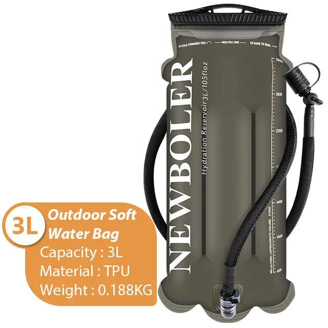 NEWBOLER TPU Abnehmbarer Trinkschlauch Wasserbeutel Großvolumiger Outdoor-Trinkbeutel Bergsteigen Laufen Trinkrucksack 2 l/3 l