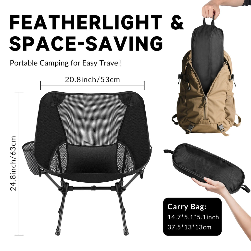 Tragbarer klappbarer Angelstuhl Rucksackstuhl Kompakter leichter Klappstuhl für Camping, Wandern, Bergsteigen und Strand