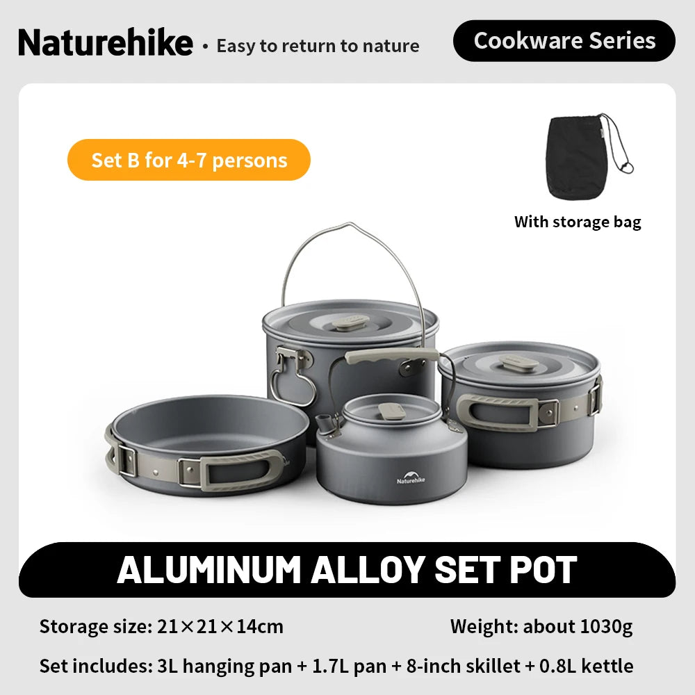 Naturehike Camping-Kochset Camping-Kochgeschirr Teekanne für 4-7 Personen
