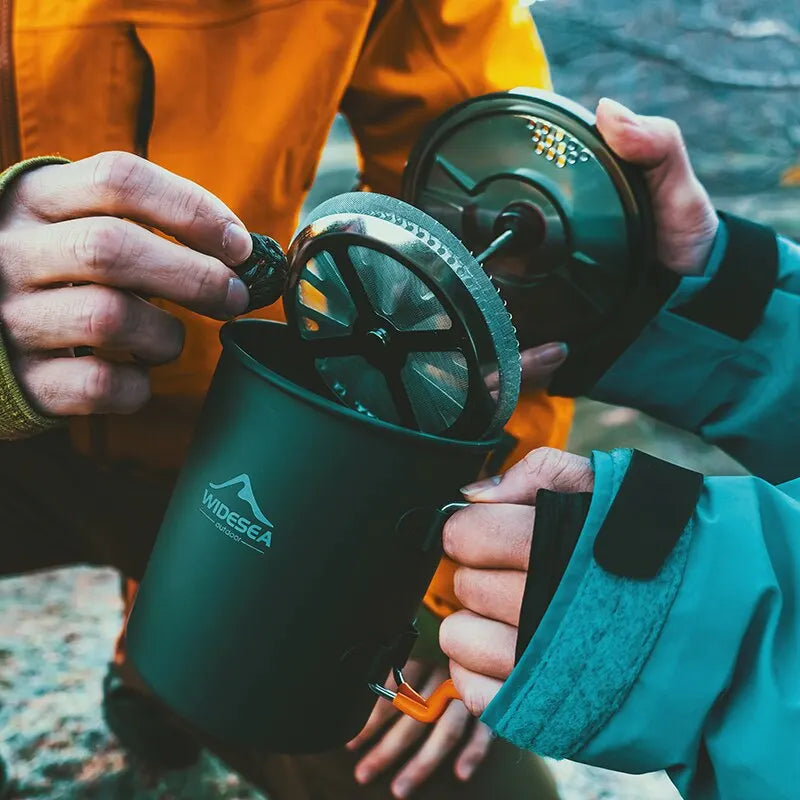 Widesea Camping-Kaffeekanne mit French Press
