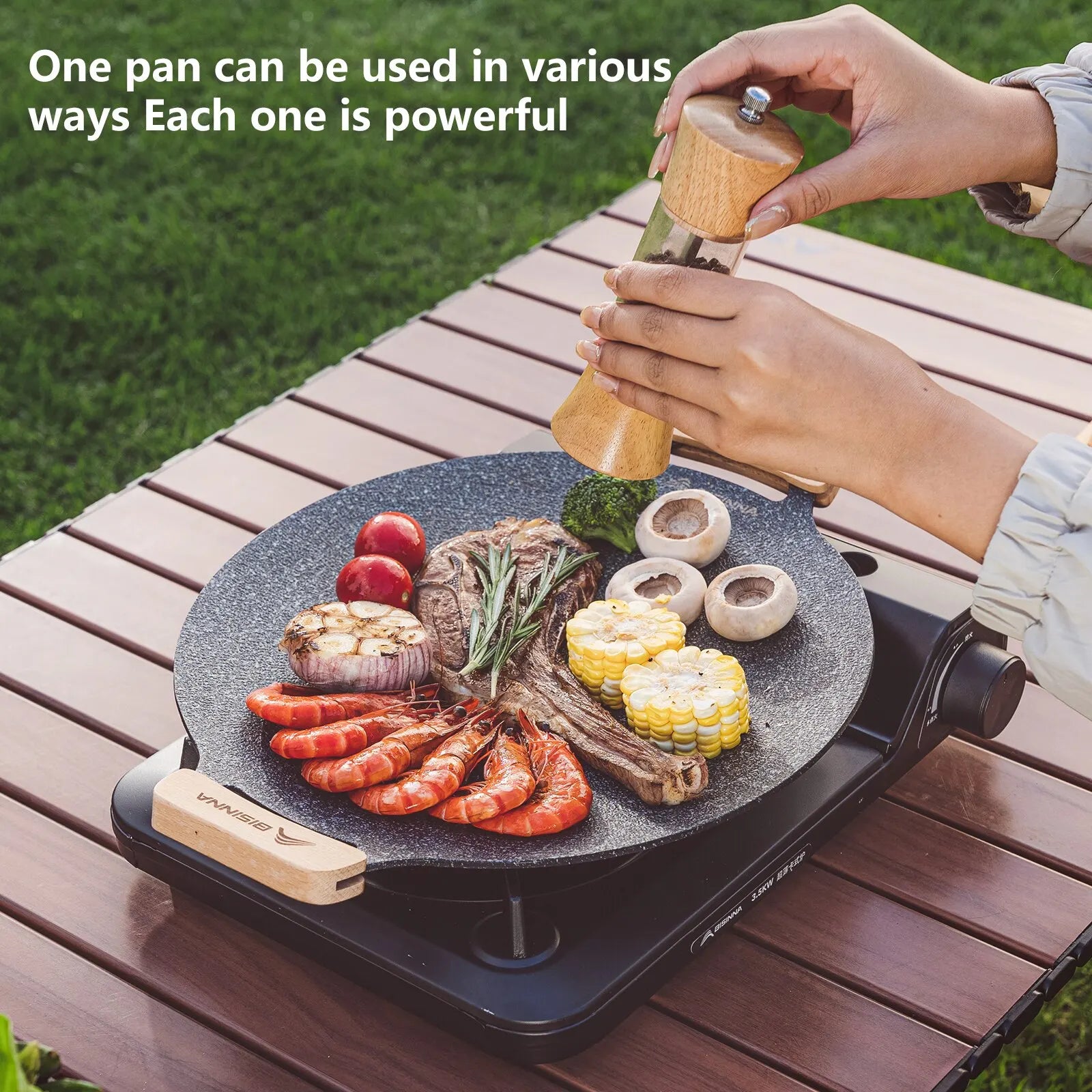BISINNA 30 cm Koreanische Grillplatte Campingausrüstung
