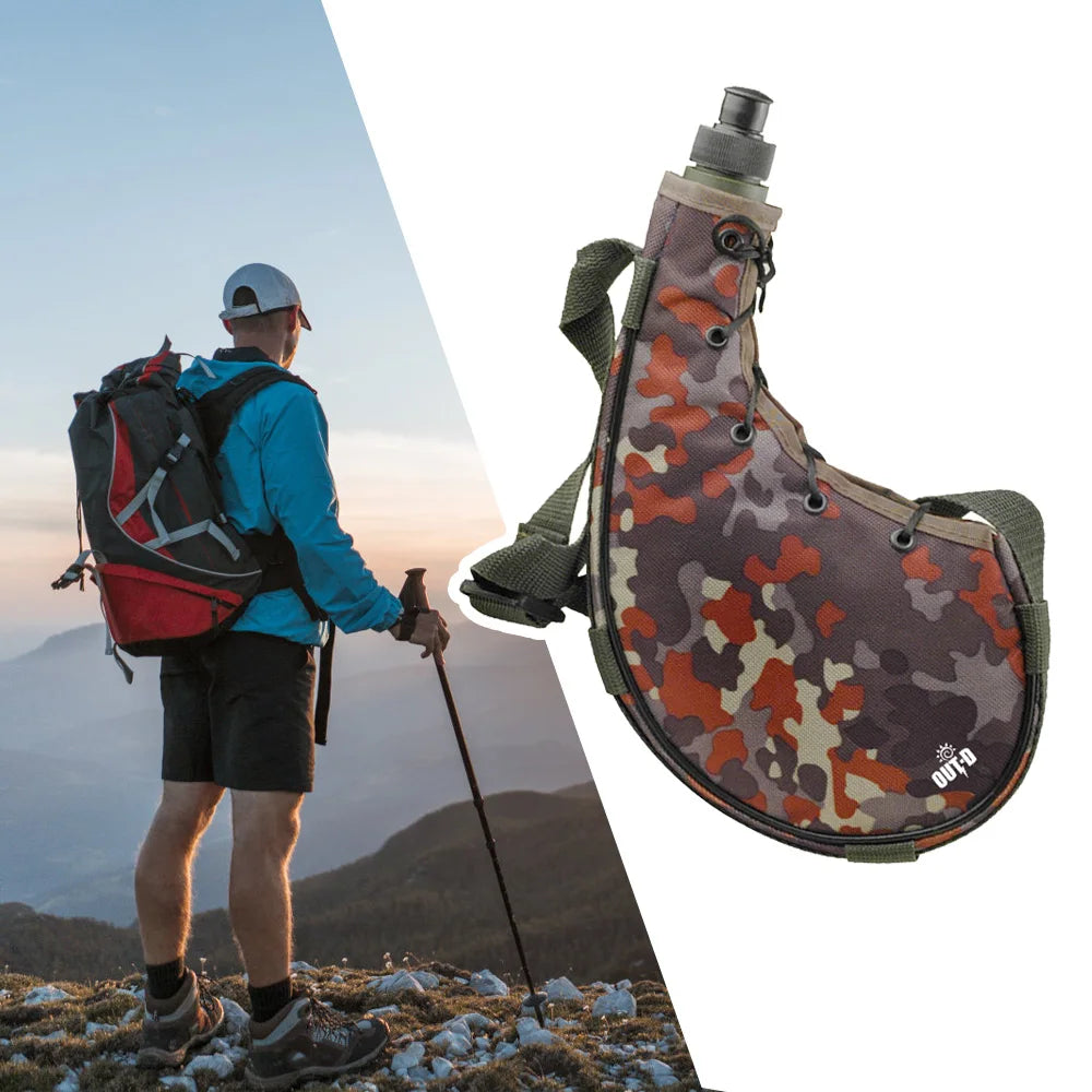 Outdoor-Wasserflasche 800 ml mit Schultergurt für Wanderungen und Rucksacktouren
