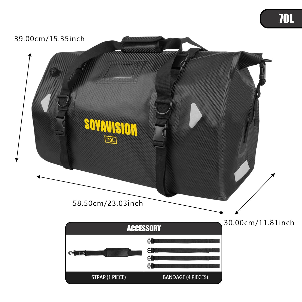 SOYAVISION Wasserdichte Motorrad-Satteltasche mit verstellbaren Riemen, mehreren Fächern