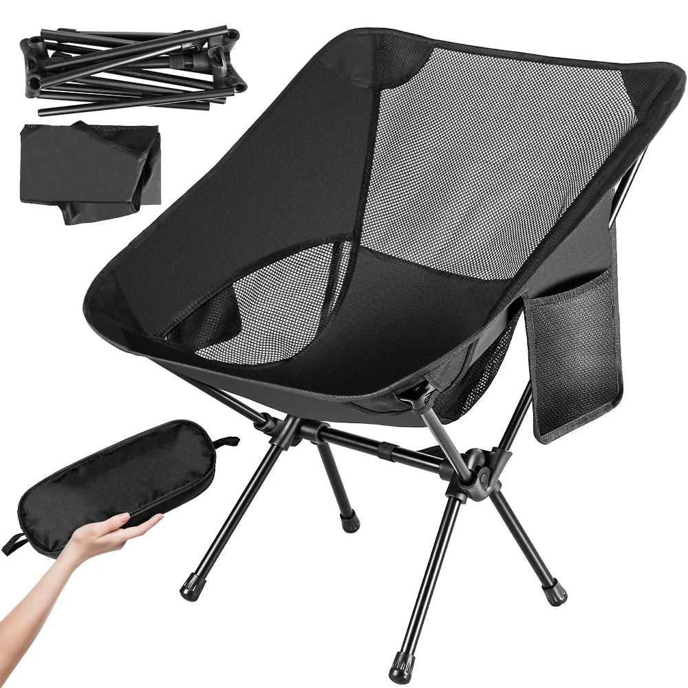 Tragbarer klappbarer Angelstuhl Rucksackstuhl Kompakter leichter Klappstuhl für Camping, Wandern, Bergsteigen und Strand