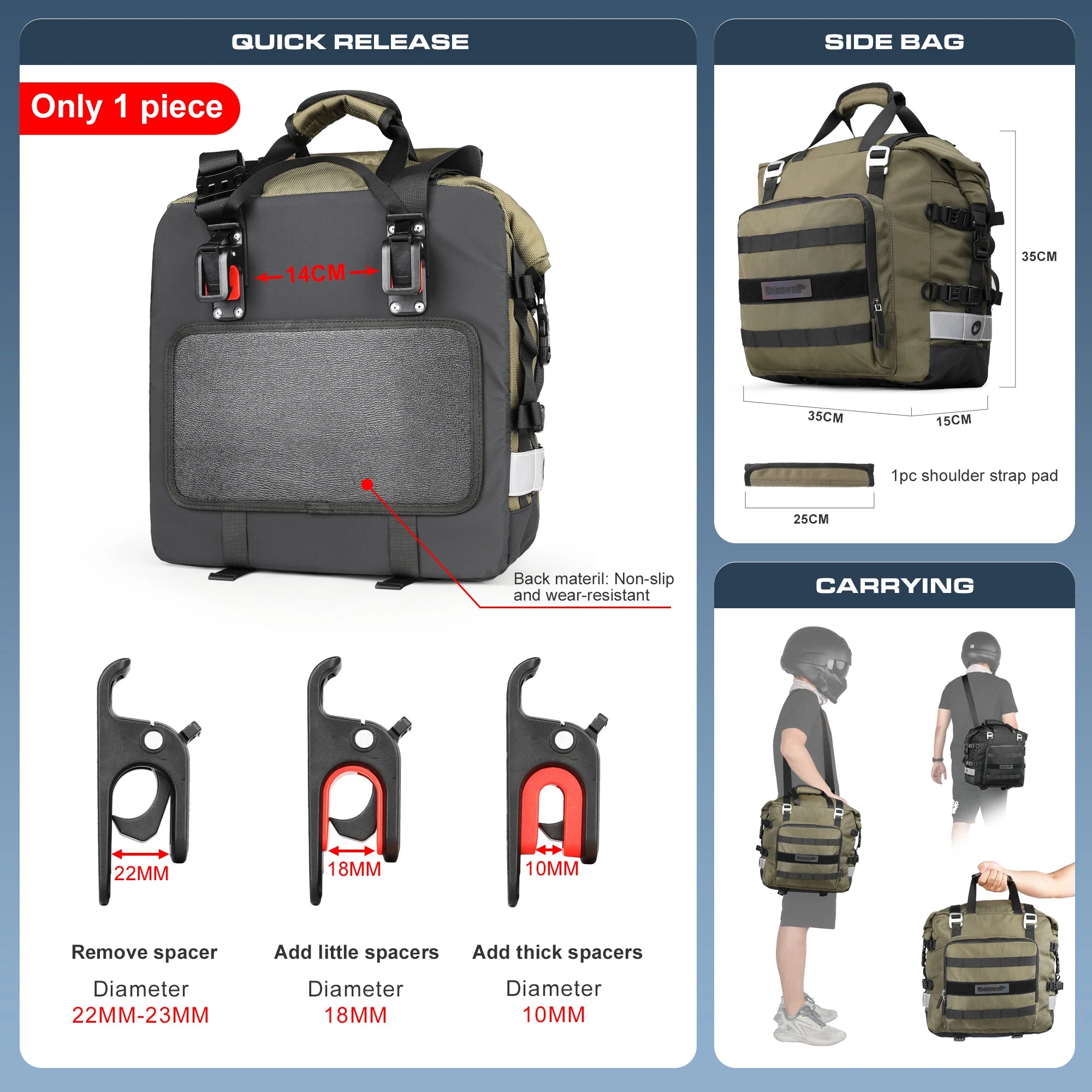 Rhinowalk Motorrad-Satteltasche 20L–30L
