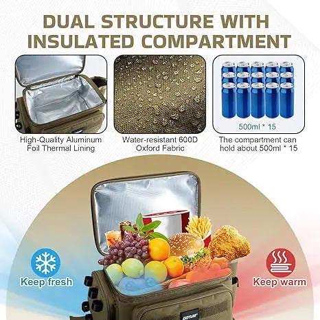 Goture 66L Angelrucksack mit integrierter Kühlbox, 3 Rutenhaltern, 600D wasserdichter Qualität