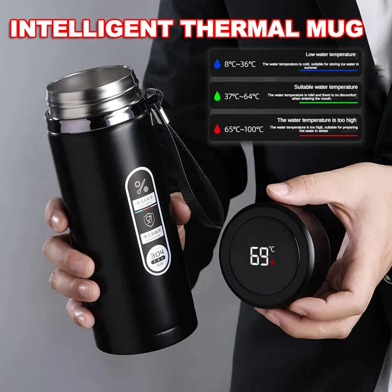 Edelstahl-Thermosflasche mit LED-Temperaturanzeige