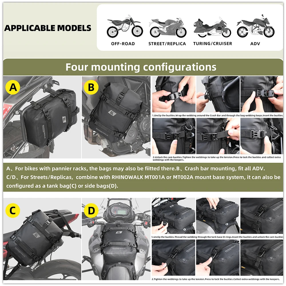 Rhinowalk Motorrad-Stoßstangentasche 6L