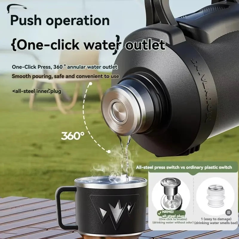 3L Thermoskanne Große Edelstahl-Wasserflasche Isolierflaschen mit Kaffeetasse