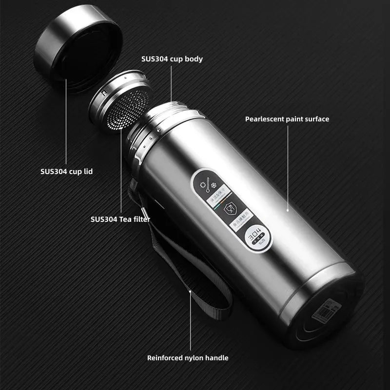 Edelstahl-Thermosflasche mit LED-Temperaturanzeige