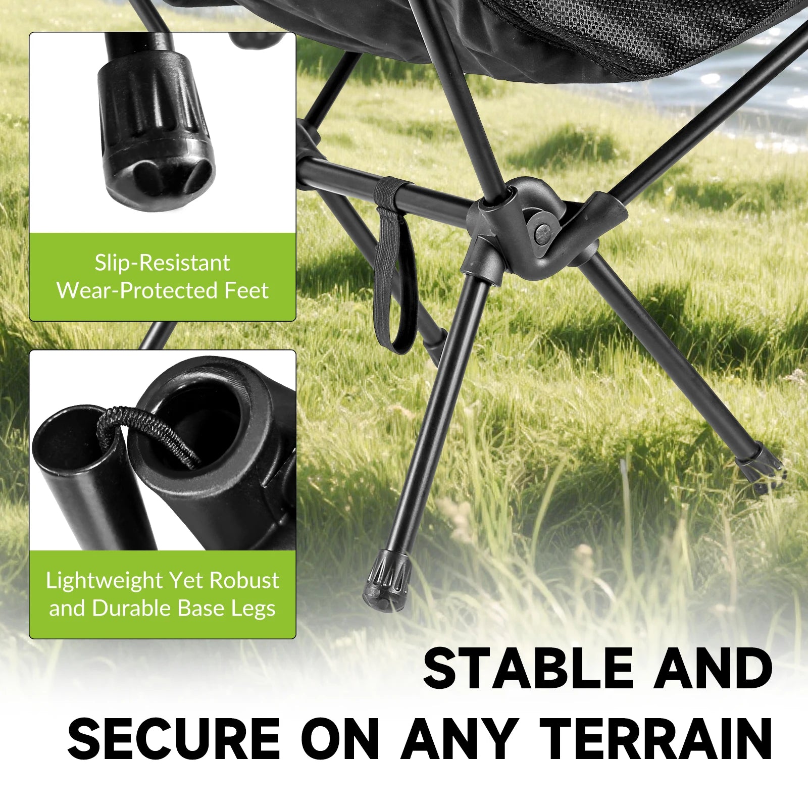 Tragbarer klappbarer Angelstuhl Rucksackstuhl Kompakter leichter Klappstuhl für Camping, Wandern, Bergsteigen und Strand