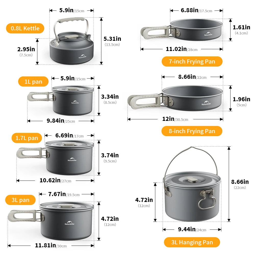 Naturehike Camping-Kochset Camping-Kochgeschirr Teekanne für 4-7 Personen