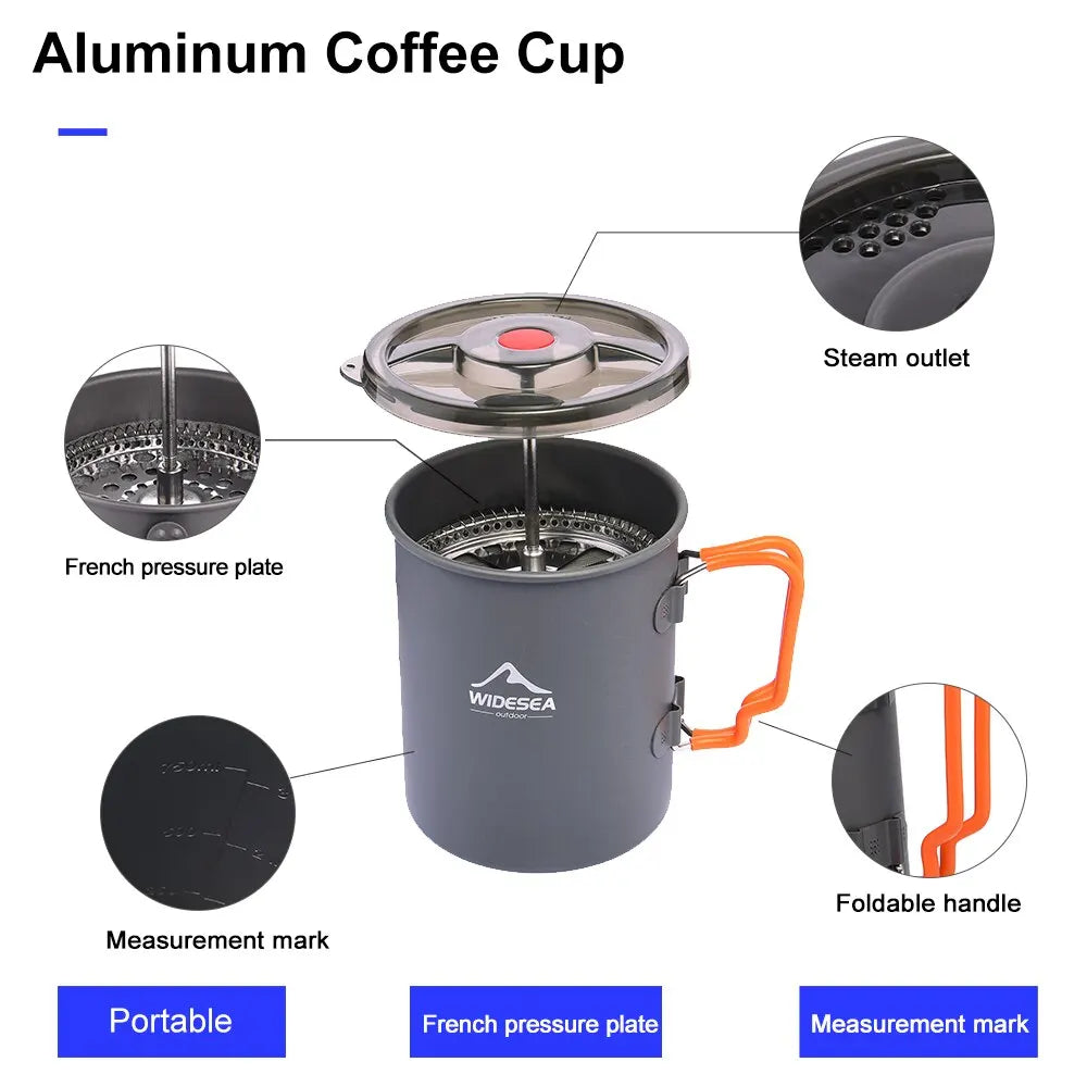 Widesea Camping-Kaffeekanne mit French Press