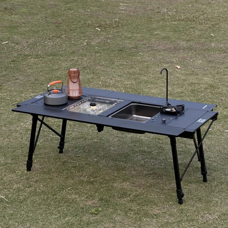 Tryhomy Camping IGT Tisch 4-teiliger Tisch Tragbarer ultraleichter Klapptisch aus Aluminiumlegierung für Camping