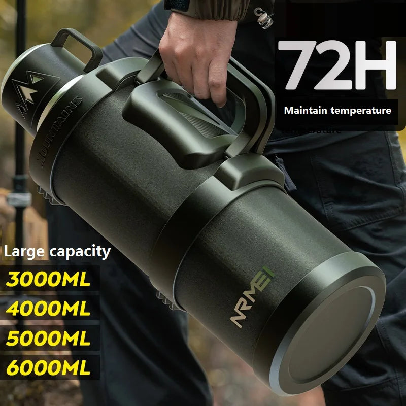 3L Thermoskanne Große Edelstahl-Wasserflasche Isolierflaschen mit Kaffeetasse