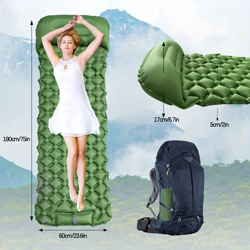 Aufblasbare Campingmatratze mit Kissen mit integrierter Pumpe