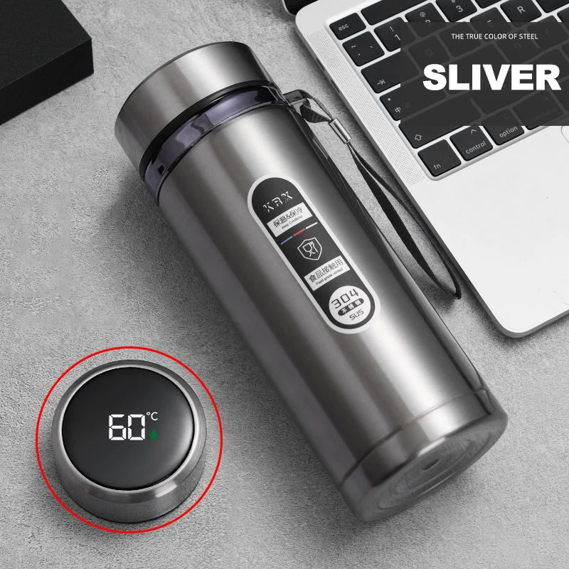 Edelstahl-Thermosflasche mit LED-Temperaturanzeige