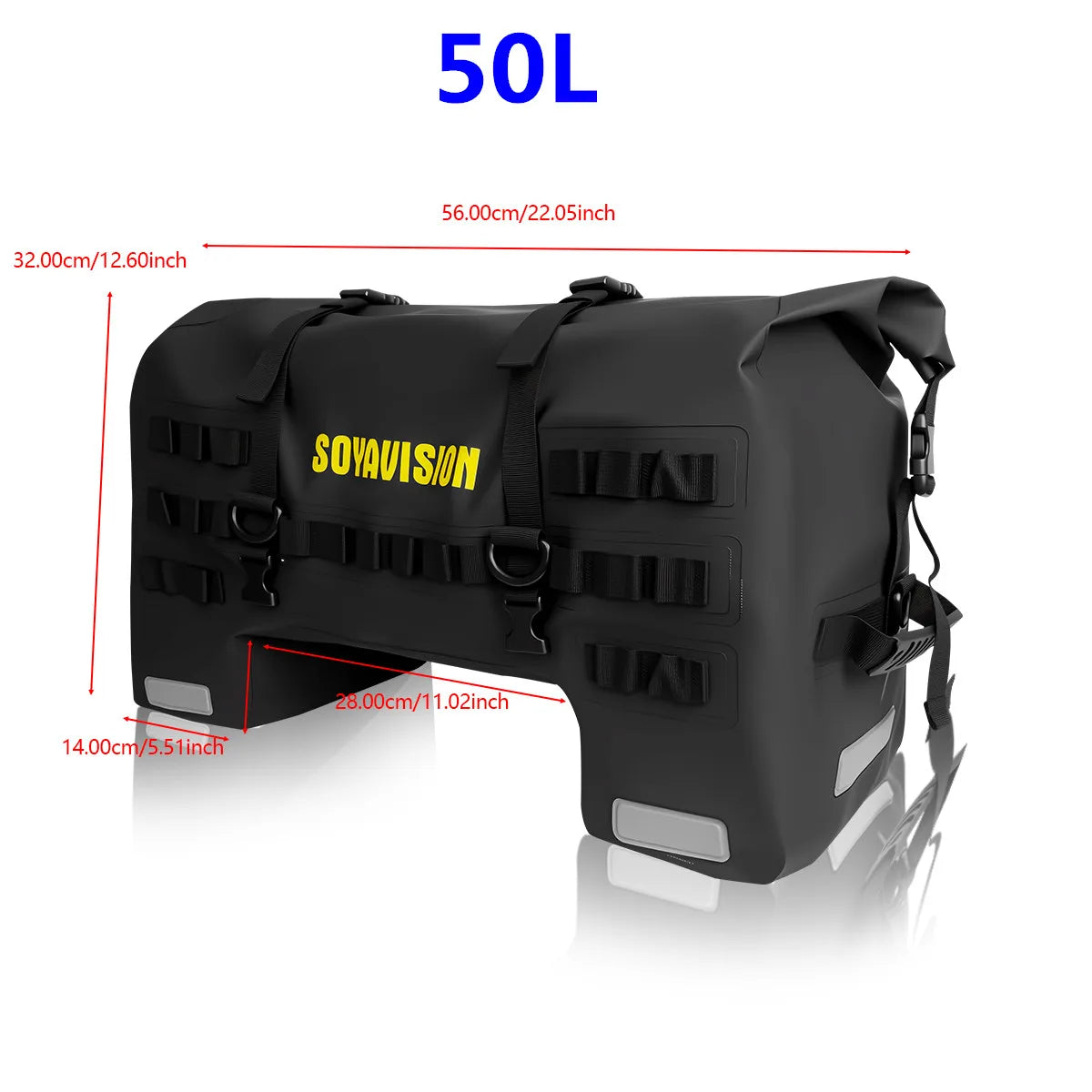 SOYAVISION Wasserdichte Motorrad-Satteltasche mit verstellbaren Riemen, mehreren Fächern