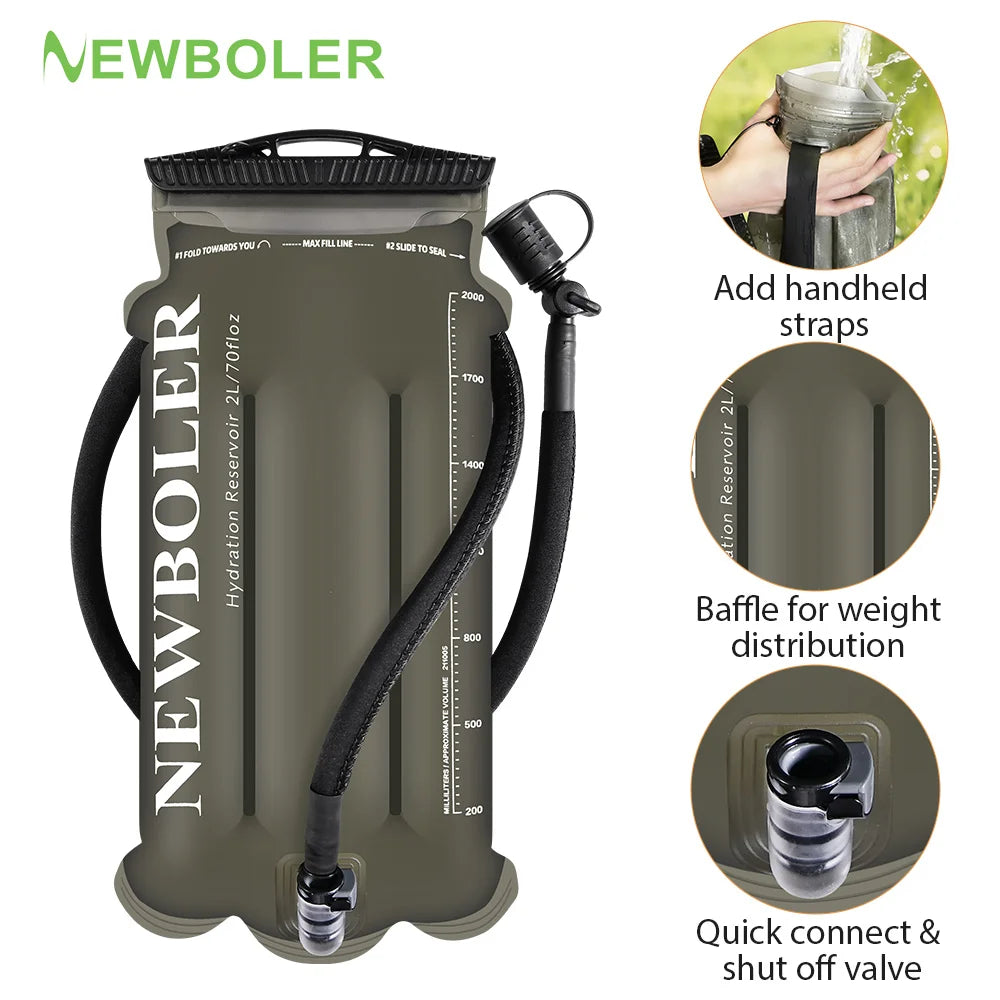 NEWBOLER TPU Abnehmbarer Trinkschlauch Wasserbeutel Großvolumiger Outdoor-Trinkbeutel Bergsteigen Laufen Trinkrucksack 2 l/3 l