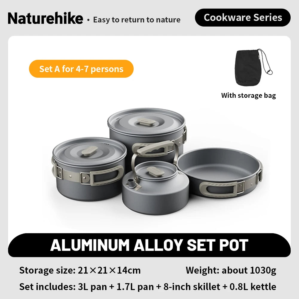 Naturehike Camping-Kochset Camping-Kochgeschirr Teekanne für 4-7 Personen