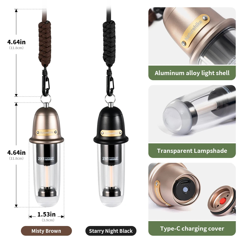 Naturehike Tragbare leichte Camping-Taschenlampe Wasserdichte Außenbeleuchtung Typ C