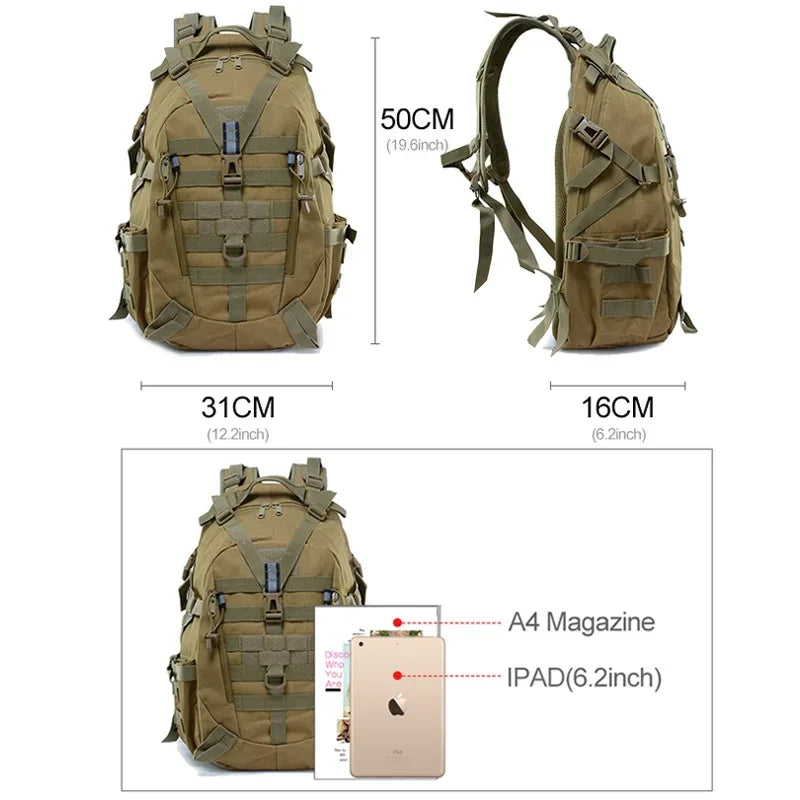 40 L Campingrucksack mit reflektierenden Streifen, verstellbare Gurte, mehrere Taschen