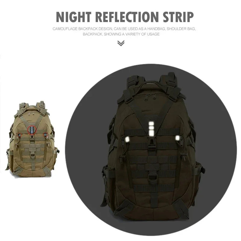 40 L Campingrucksack mit reflektierenden Streifen, verstellbare Gurte, mehrere Taschen
