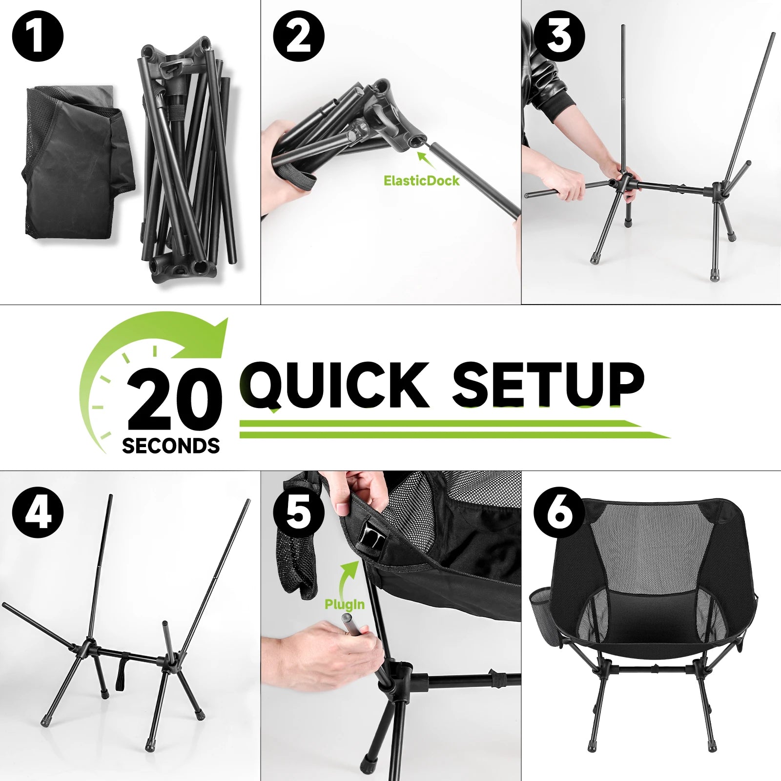 Tragbarer klappbarer Angelstuhl Rucksackstuhl Kompakter leichter Klappstuhl für Camping, Wandern, Bergsteigen und Strand