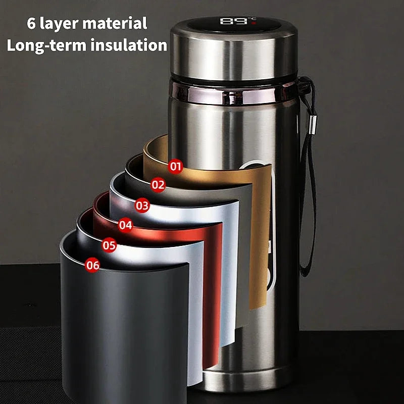 Edelstahl-Thermosflasche mit LED-Temperaturanzeige