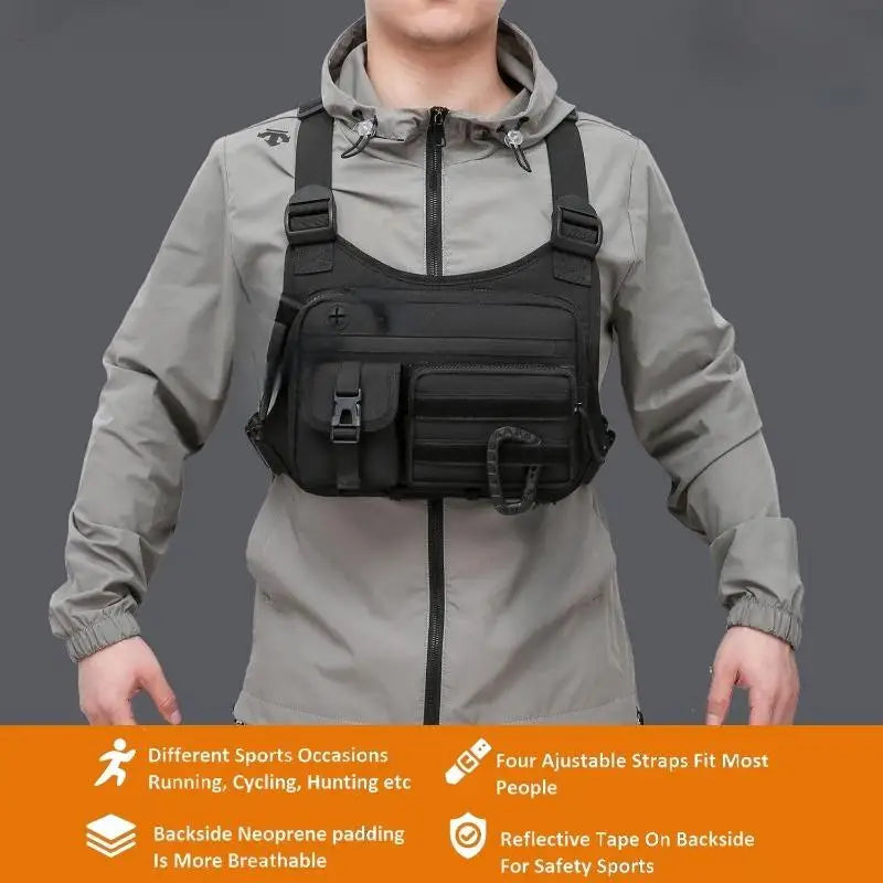 Brusttasche Unisex taktische Weste zum Laufen, Radfahren, EDC-Brusttasche