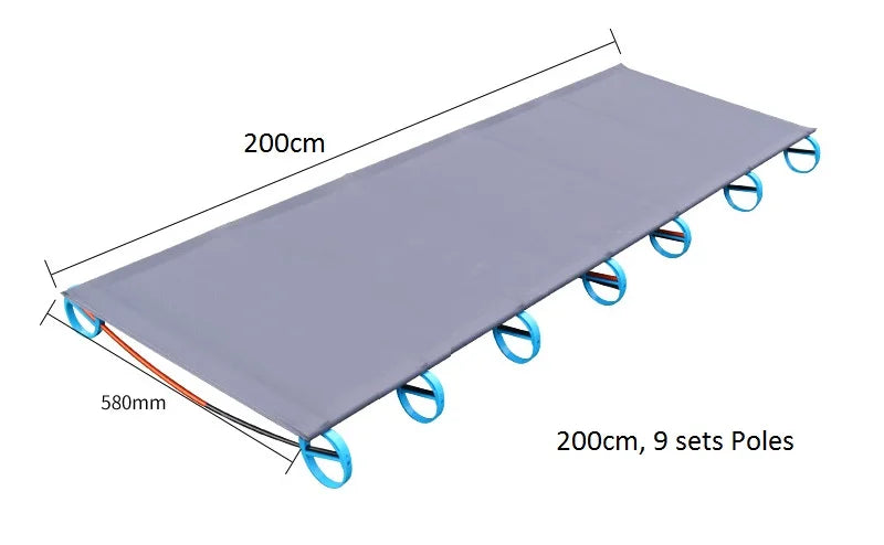 Campingklappbett Ultraleicht 180 cm oder 200 cm, Rahmen aus Aluminiumlegierung