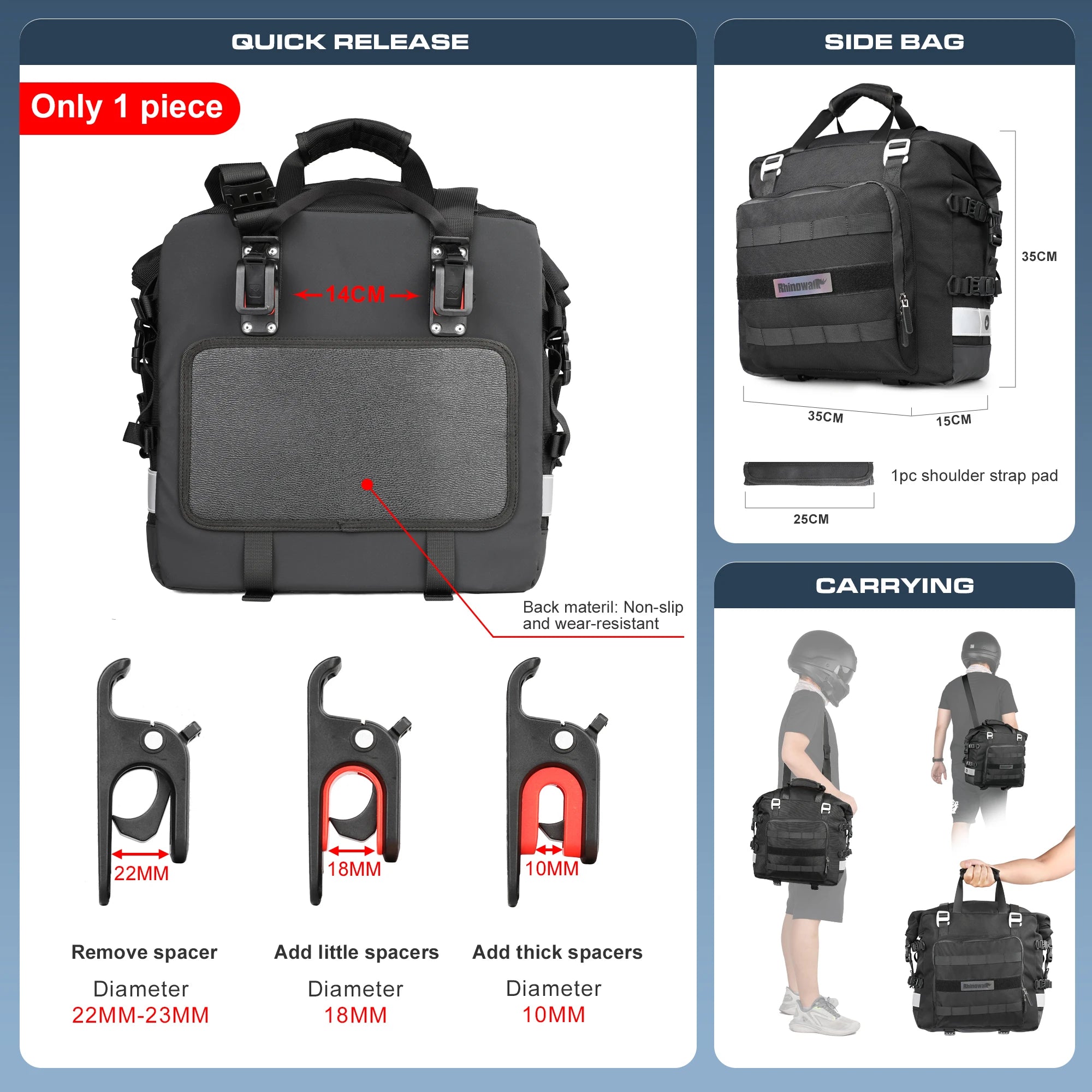 Rhinowalk Motorrad-Satteltasche 20L–30L