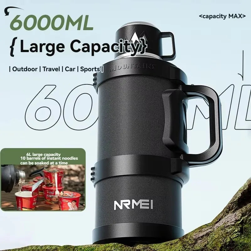 3L Thermoskanne Große Edelstahl-Wasserflasche Isolierflaschen mit Kaffeetasse