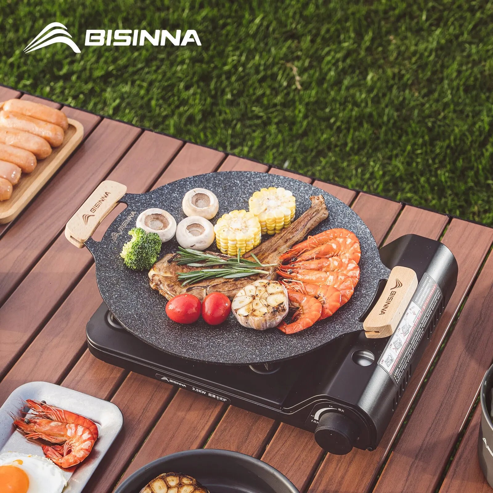 BISINNA 30 cm Koreanische Grillplatte Campingausrüstung