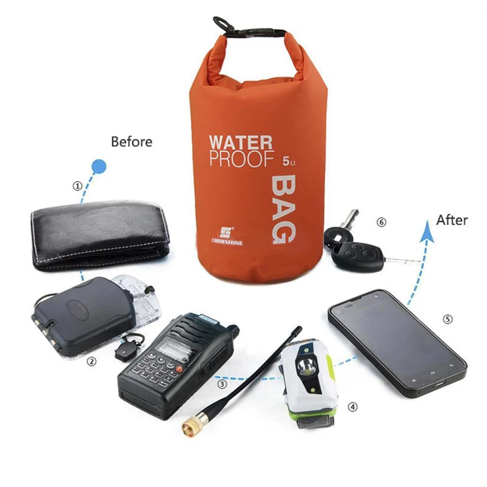 5L wasserdichter Trockensack Rucksack Schwimmen Rafting Kajakfahren
