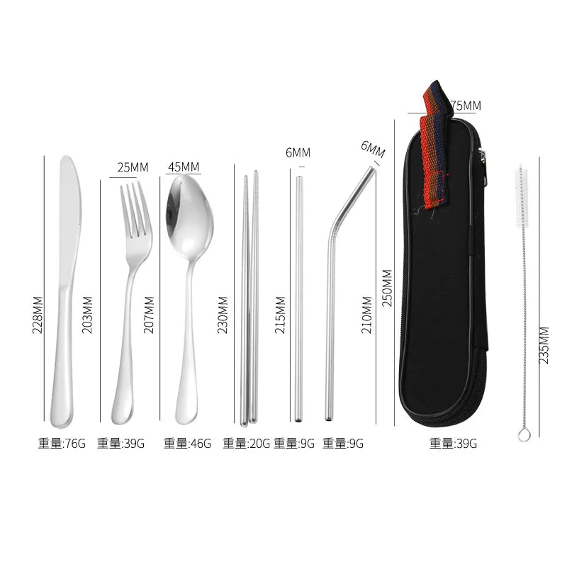 8-teiliges tragbares Reisebesteck / Campingset