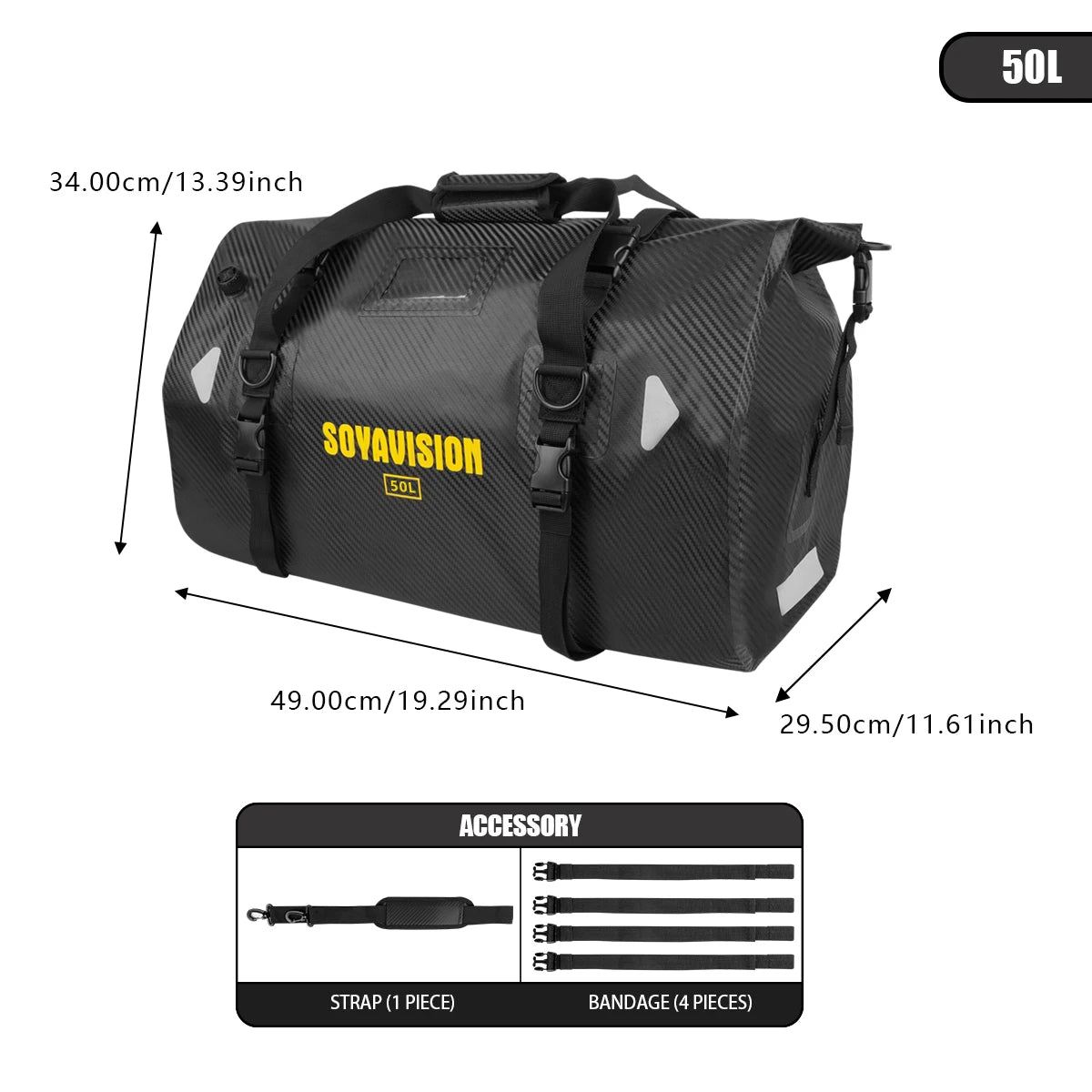 SOYAVISION Wasserdichte Motorrad-Satteltasche mit verstellbaren Riemen, mehreren Fächern